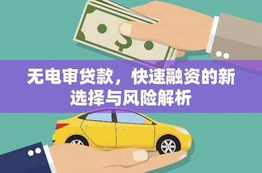 麟洛无电审贷款，快速融资的新选择与风险解析